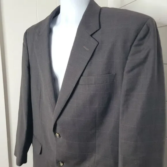 Jos. A. Bank 2 Button Pant Brown Suit ~  Sz 44L Blazer ~ 40W 28.5L Pleated Pants - Picture 3 of 11